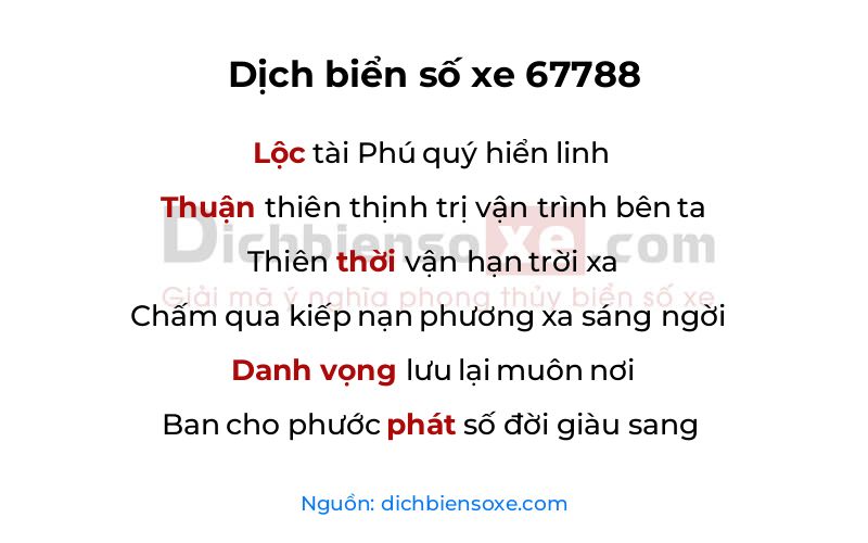 Dịch thơ biển số 67788