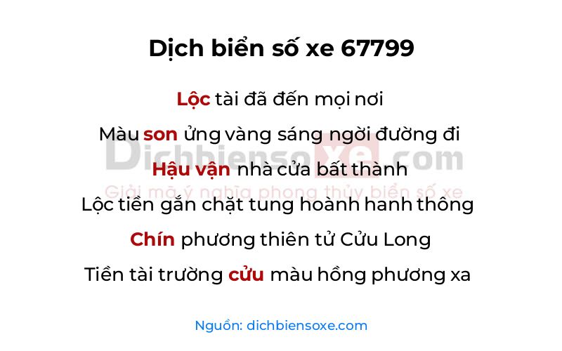 Dịch thơ biển số 67799