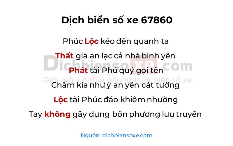 Dịch thơ biển số 67860