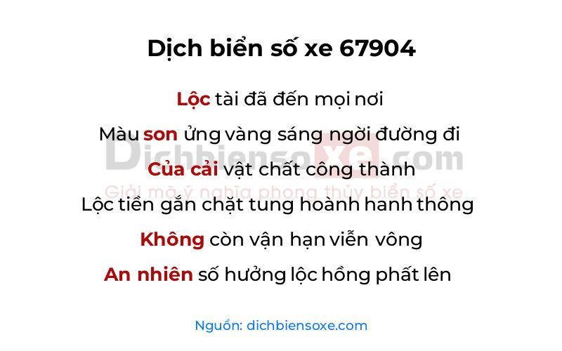 Dịch thơ biển số 67904