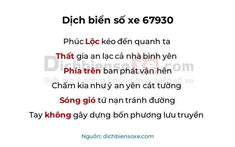 Dịch thơ biển số 67930