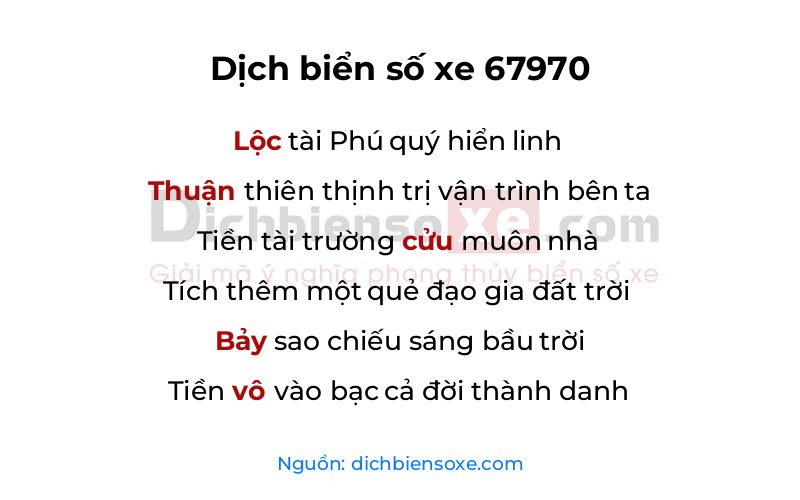 Dịch thơ biển số 67970