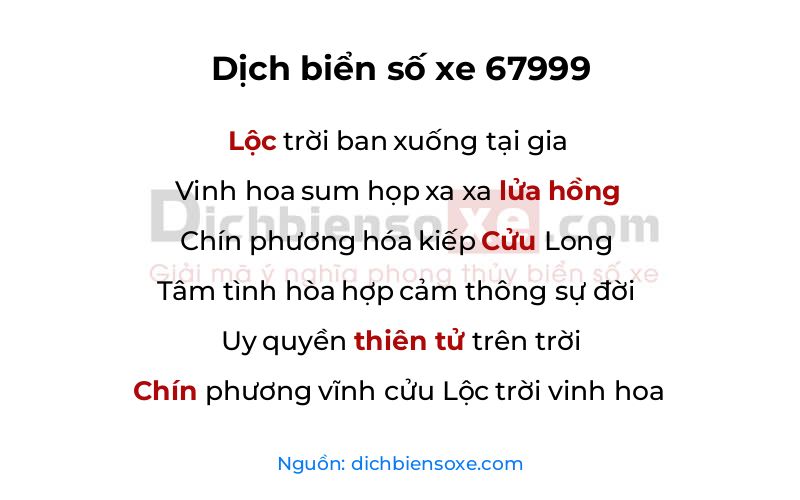 Dịch thơ biển số 67999