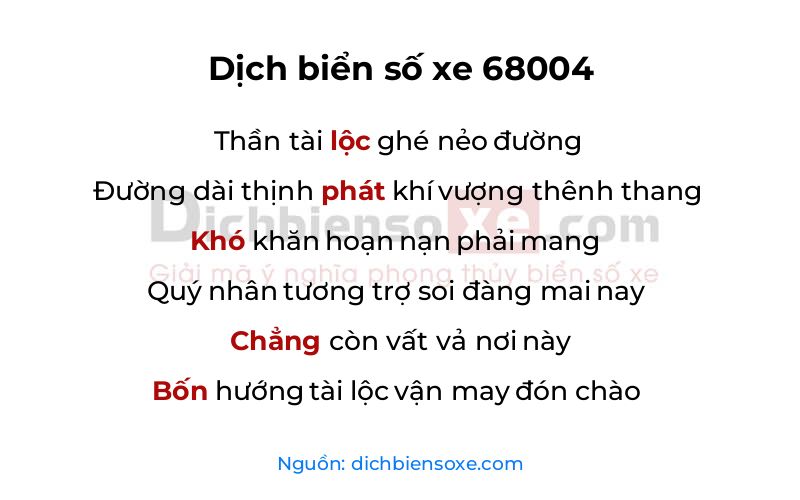 Dịch thơ biển số 68004