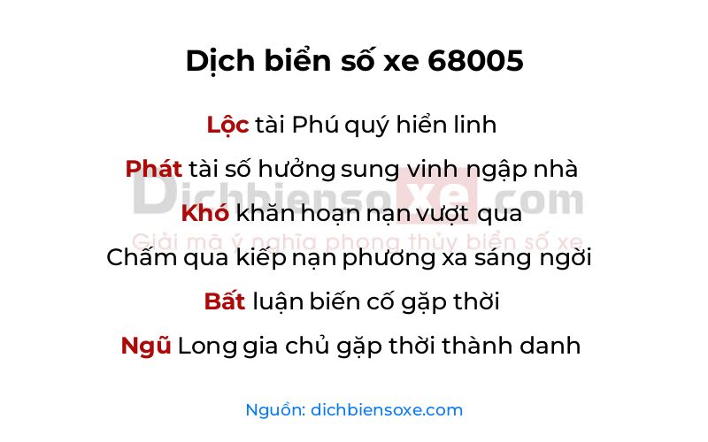 Dịch thơ biển số 68005