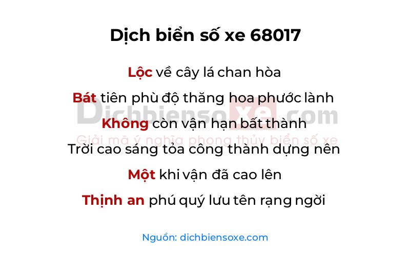 Dịch thơ biển số 68017