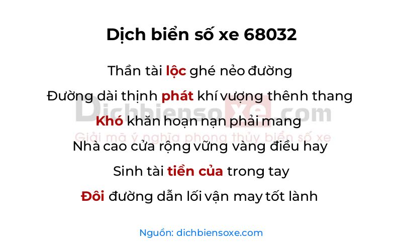 Dịch thơ biển số 68032