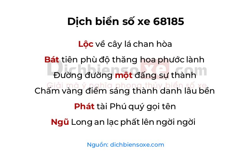 Dịch thơ biển số 68185