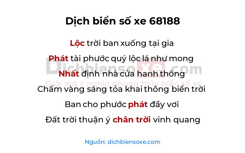 Dịch thơ biển số 68188