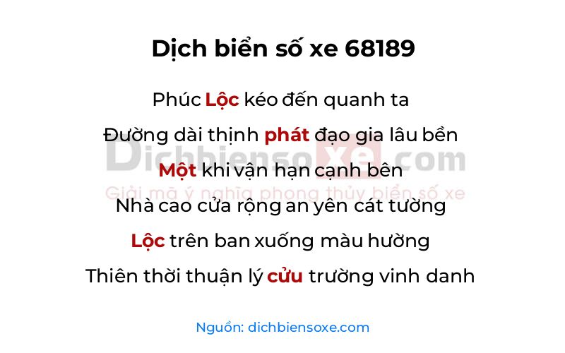 Dịch thơ biển số 68189