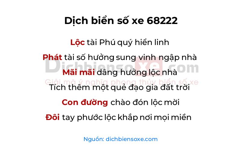 Dịch thơ biển số 68222