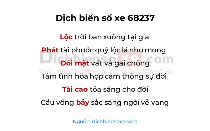 Dịch thơ biển số 68237