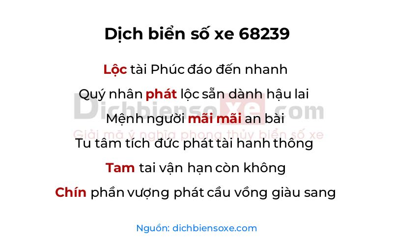 Dịch thơ biển số 68239