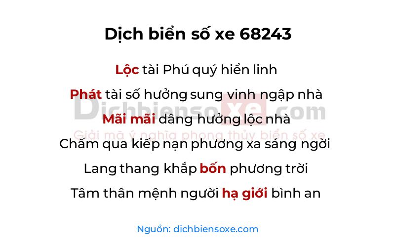 Dịch thơ biển số 68243