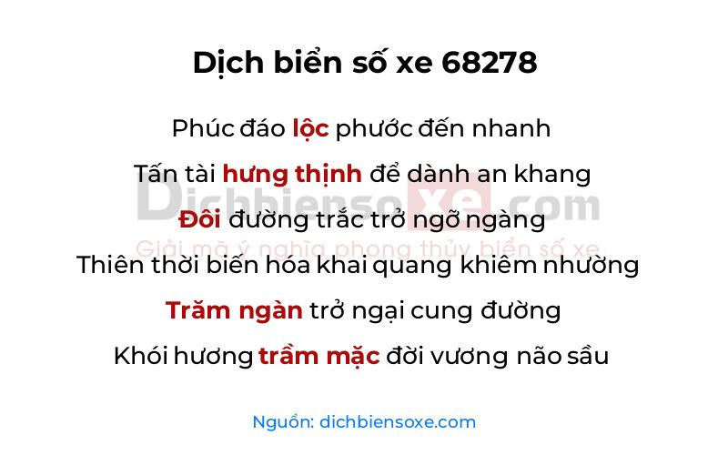 Dịch thơ biển số 68278