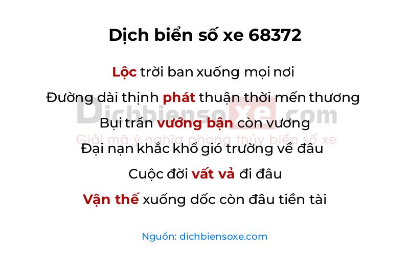 Dịch thơ biển số 68372