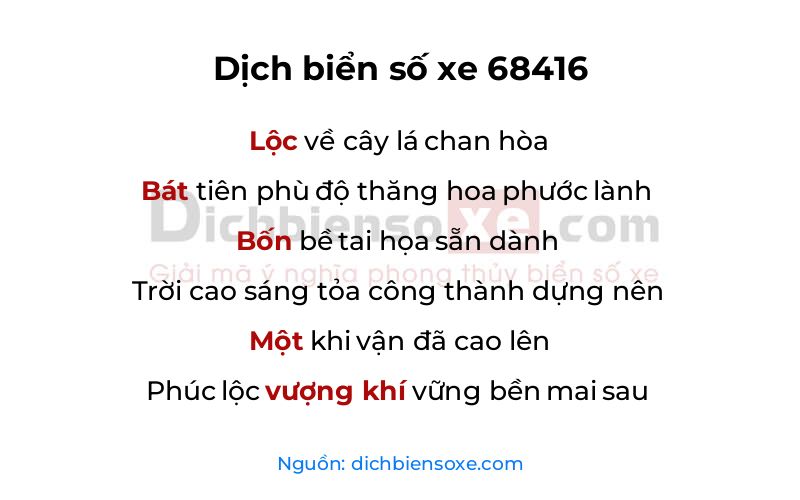 Dịch thơ biển số 68416