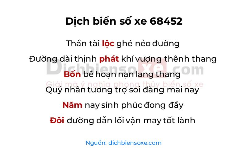 Dịch thơ biển số 68452