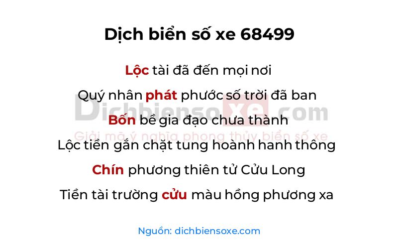 Dịch thơ biển số 68499