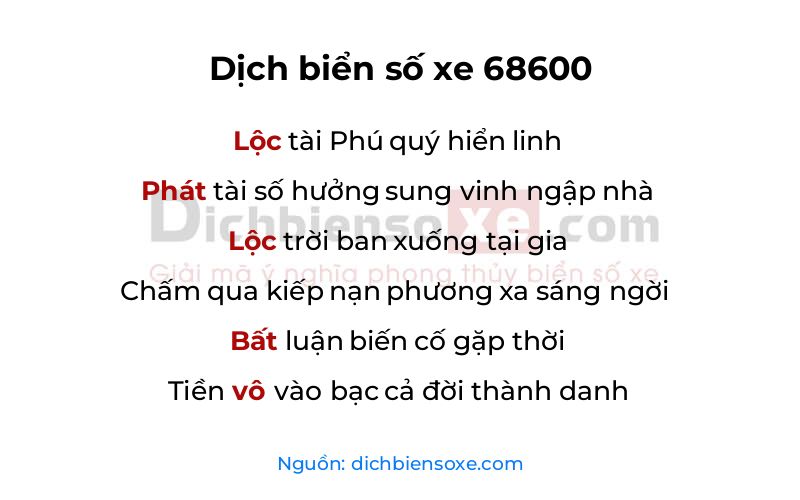Dịch thơ biển số 68600