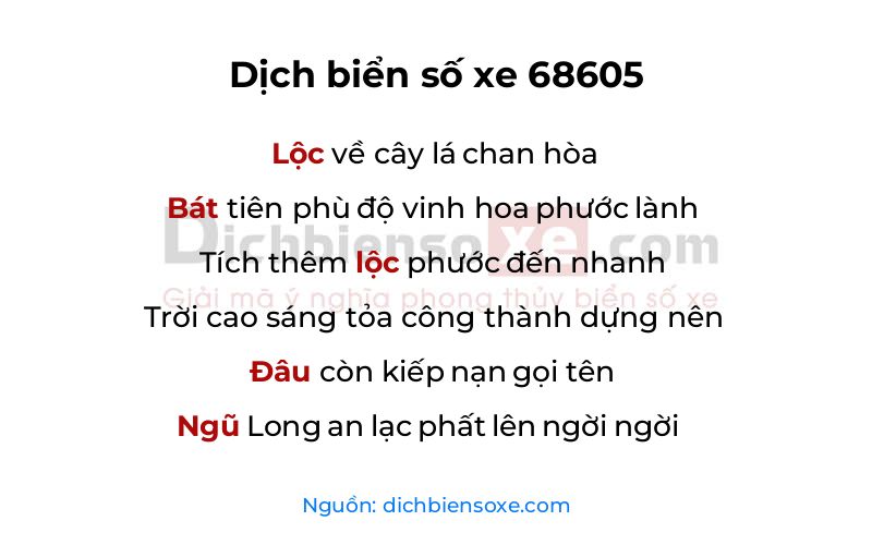 Dịch thơ biển số 68605