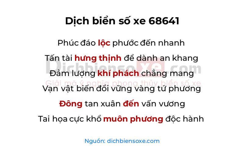 Dịch thơ biển số 68641