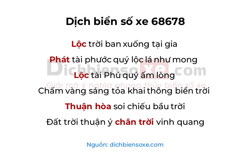 Dịch thơ biển số 68678