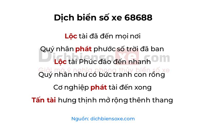 Dịch thơ biển số 68688