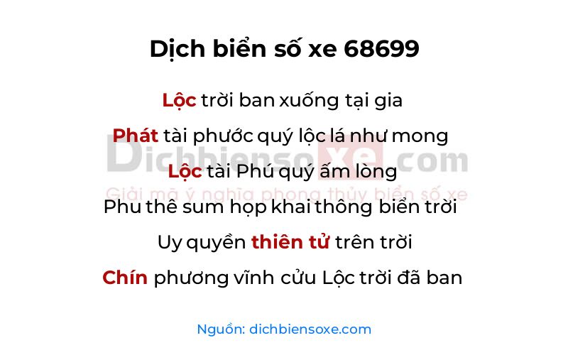 Dịch thơ biển số 68699