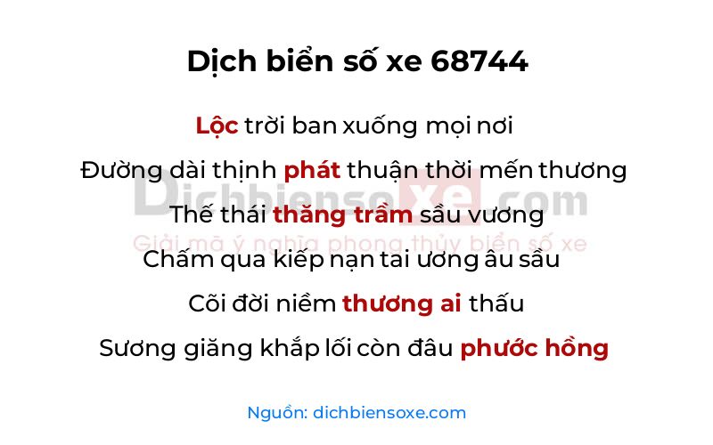 Dịch thơ biển số 68744