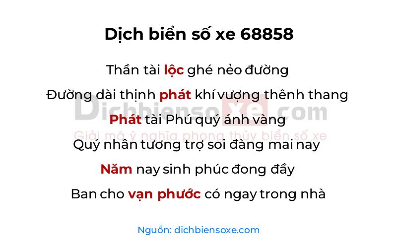 Dịch thơ biển số 68858