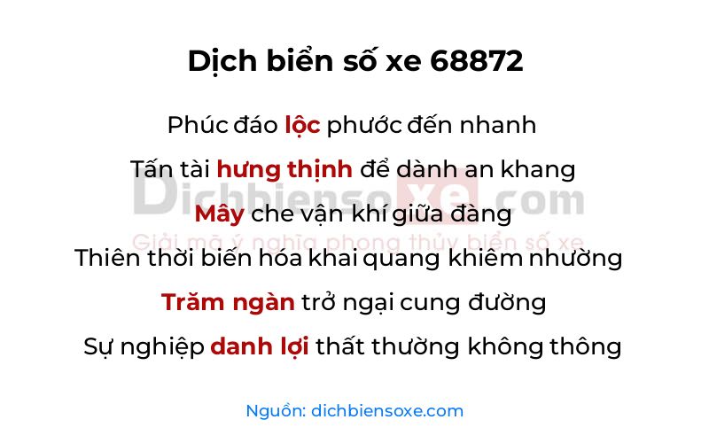 Dịch thơ biển số 68872