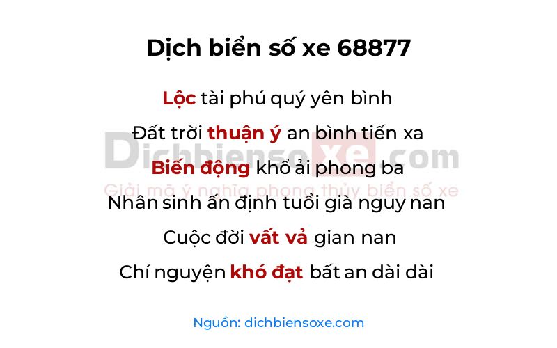Dịch thơ biển số 68877