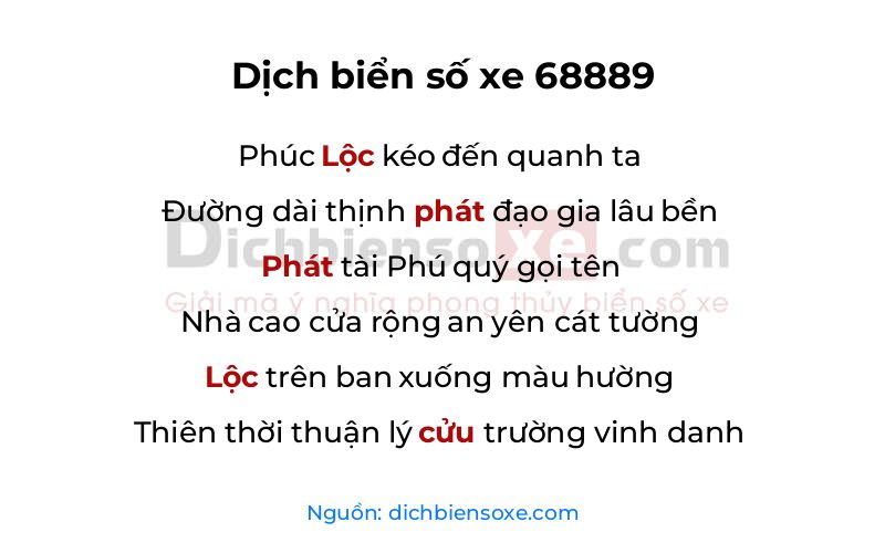 Dịch thơ biển số 68889