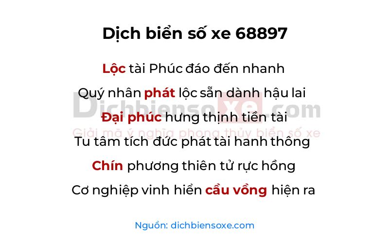 Dịch thơ biển số 68897