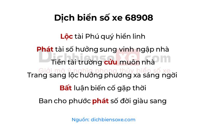 Dịch thơ biển số 68908