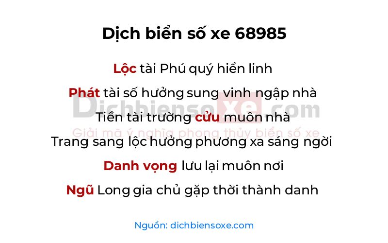 Dịch thơ biển số 68985