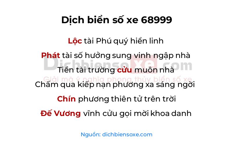 Dịch thơ biển số 68999