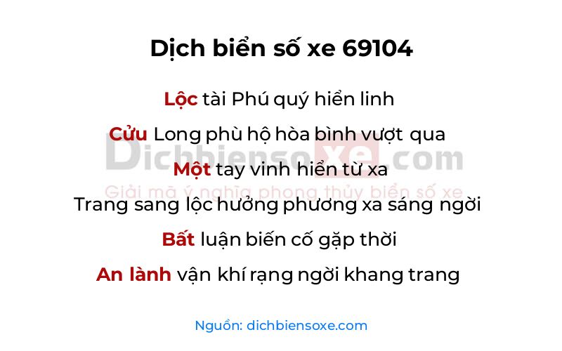Dịch thơ biển số 69104
