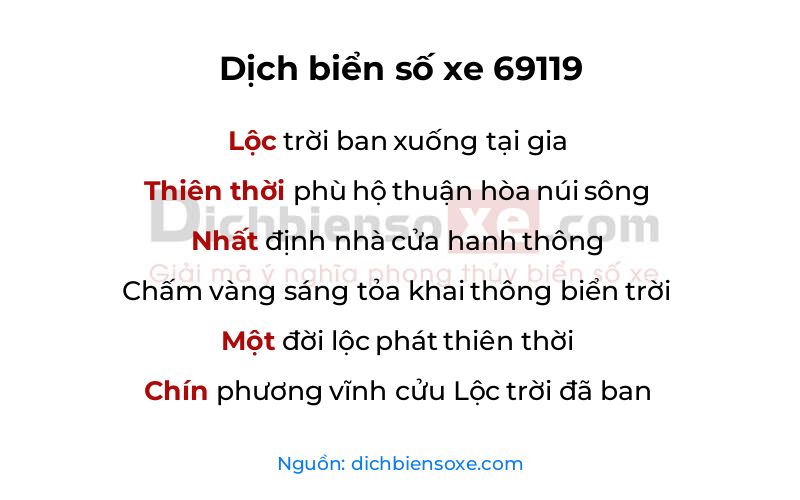 Dịch thơ biển số 69119