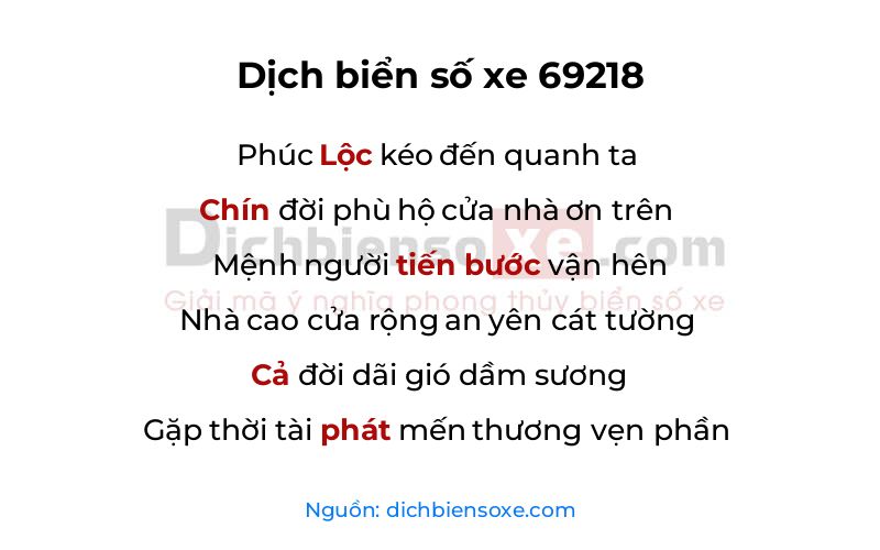 Dịch thơ biển số 69218