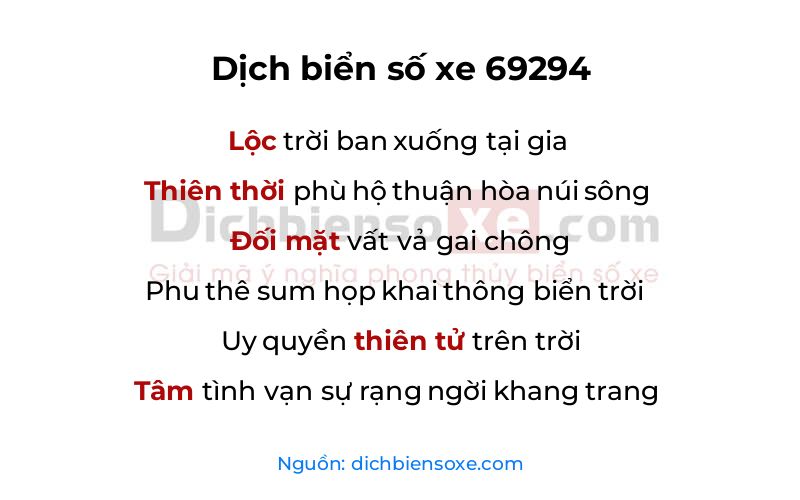 Dịch thơ biển số 69294