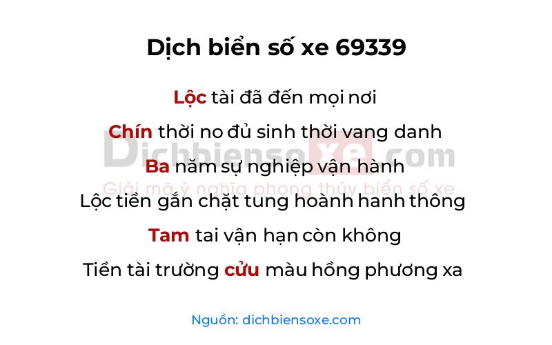 Dịch thơ biển số 69339