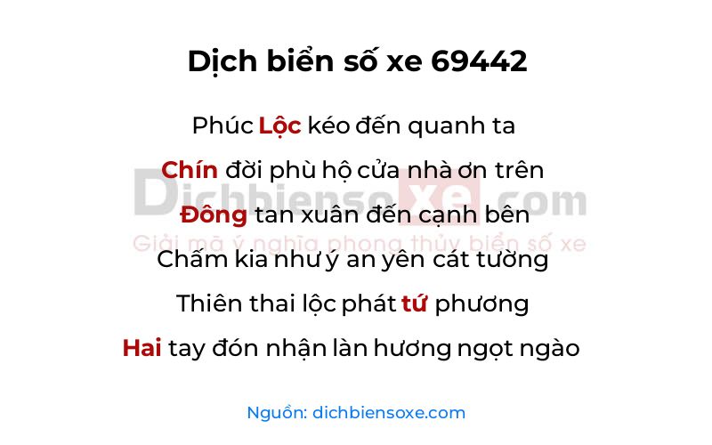 Dịch thơ biển số 69442