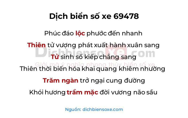 Dịch thơ biển số 69478