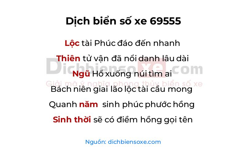 Dịch thơ biển số 69555