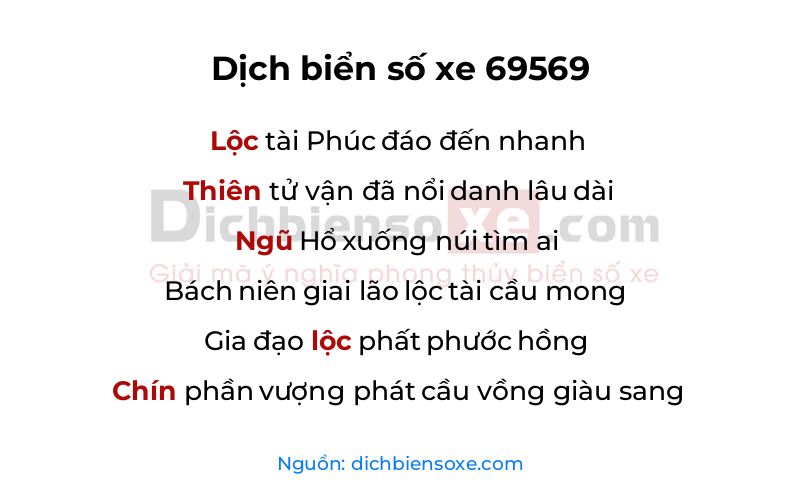 Dịch thơ biển số 69569