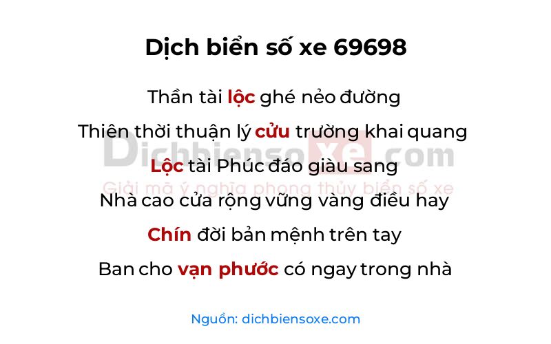 Dịch thơ biển số 69698