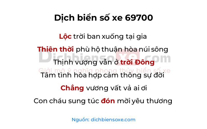 Dịch thơ biển số 69700