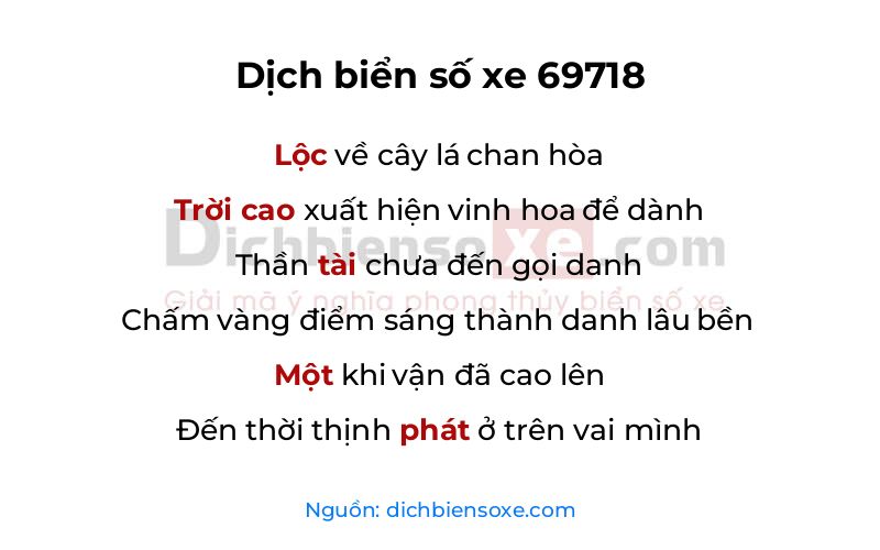 Dịch thơ biển số 69718